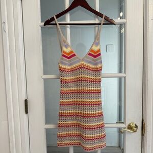 JUNIPER BLU Women's Multicolor Crochet Sleeveless Dress Size S NEW